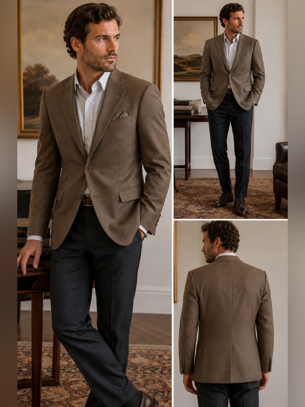 Lauren Ralph Lauren Men’s Taupe Brown 100% Wool Sport Coat Blazer 40R Office